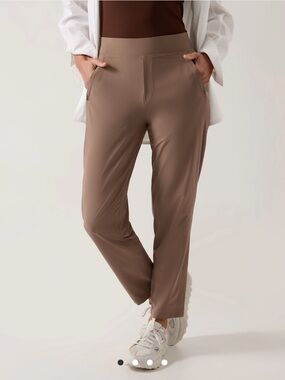 Athleta Taupe Brooklyn lined Straight-Leg Performance Pants